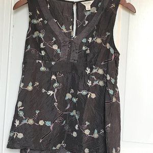 Old Navy Purple/Gray Tank Top, Floral Pattern, Size S